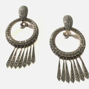 OH SO elegant Sterling Silver Marcosite JUDITH JACK earrings